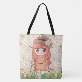 Animateurin glücklich mit Blume Tasche