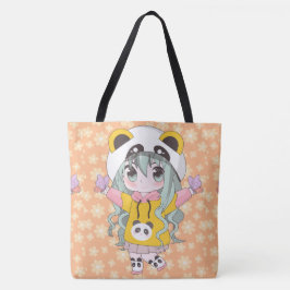 Animateurin glücklich mit Blume Tasche