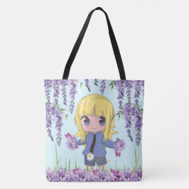 Animateurin glücklich mit Blume Tasche