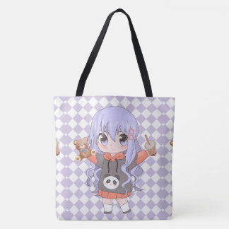 Animateurin glücklich mit Blume Tasche