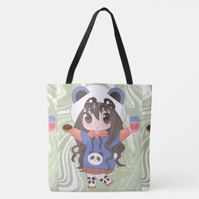 Animateurin glücklich mit Blume Tasche (Vorderseite)