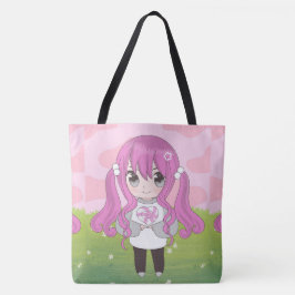 Animateurin glücklich mit Blume Tasche