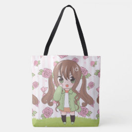 Animateurin glücklich mit Blume Tasche