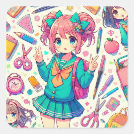 Animationsstudent Quadratischer Aufkleber