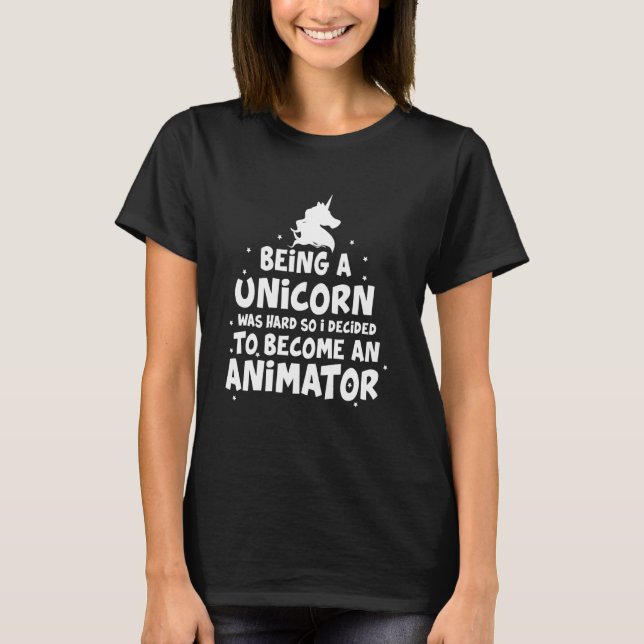 Animator als Einhorn-Animator für Grafiker und T-Shirt (Vorderseite)