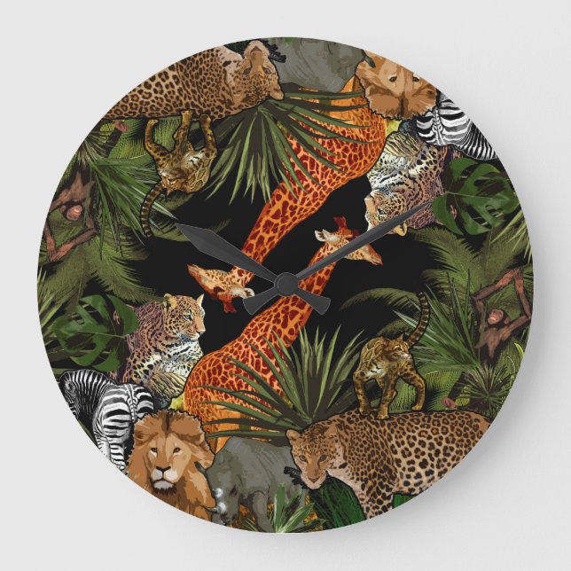 Animaux africains Acrylique Horloge murale (Recto)