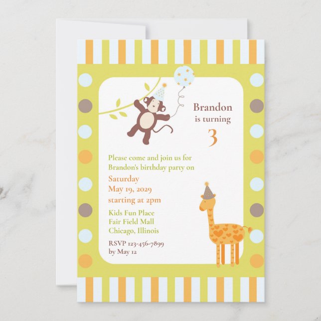 Animaux Anniversaire Fête Appartement Invitation (Devant)