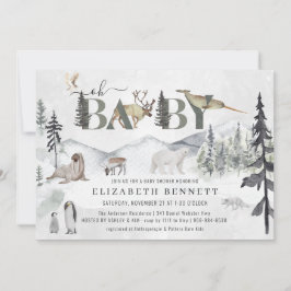 Animaux arctiques rustiques | Invitation Baby show