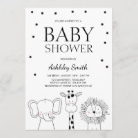 Animaux Baby shower invitation Zoo Safari Jungle