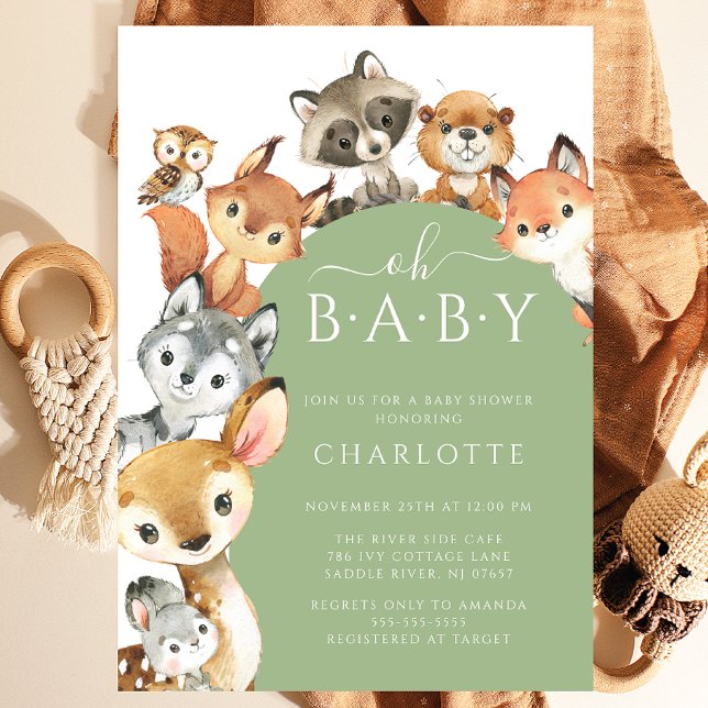 Animaux boisés modernes Invitation Baby shower (Créateur téléchargé)