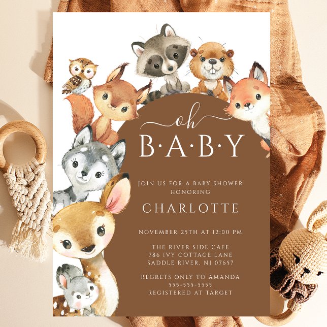 Animaux boisés modernes Invitation Baby shower (Créateur téléchargé)