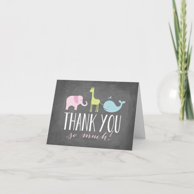 Animaux | Carte de remerciement pour Baby Shower (Devant)