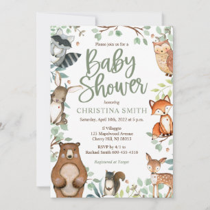 Animaux de bois Baby Shower Invitations
