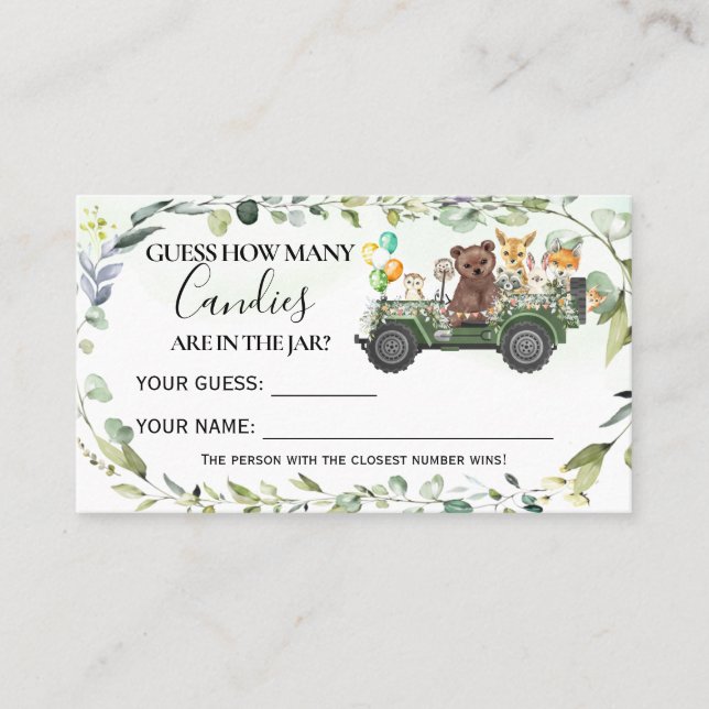 Animaux de bois Combien de bonbons carte Baby show (Devant)