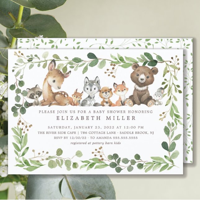 Animaux de bois doux Invitation Baby shower (Créateur téléchargé)