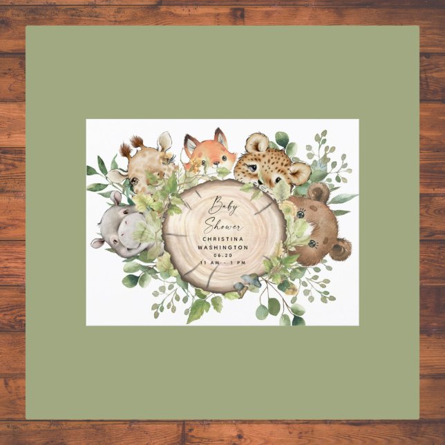 Animaux de bois mignons Invitation Baby shower (Créateur téléchargé)