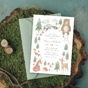 Animaux de bois mignons Invitation Baby shower