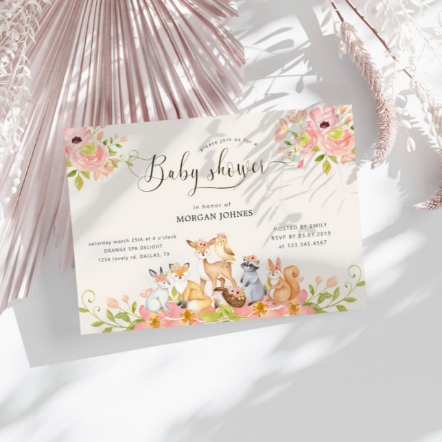 Animaux de bois mignons Invitation Baby shower (Créateur téléchargé)