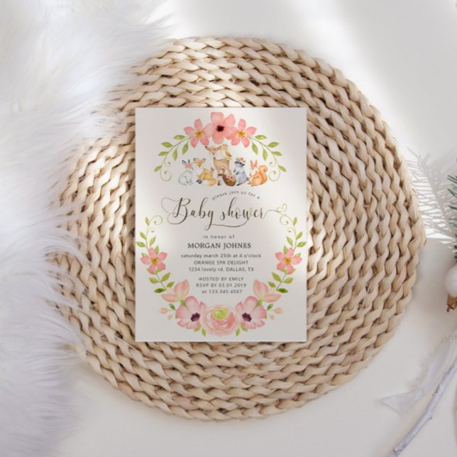 Animaux de bois mignons Invitation Baby shower (Créateur téléchargé)