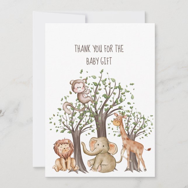 Animaux de bois personnalisés Baby Carte de remerc (Devant)