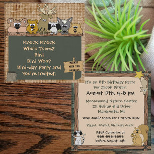 Animaux de bois sur mesure Invitation d'anniversai