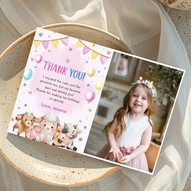 Animaux de ferme Ballons Barnyard Carte de remerci (Créateur téléchargé)