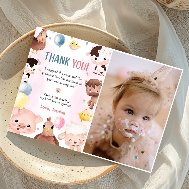 Animaux de ferme Ballons Barnyard Carte de remerci (Créateur téléchargé)