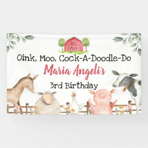 Animaux de ferme Bannière de fête d'anniversaire