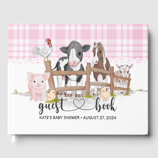 Animaux de ferme Barnyard rose Anniversaire Livre  (Recto)