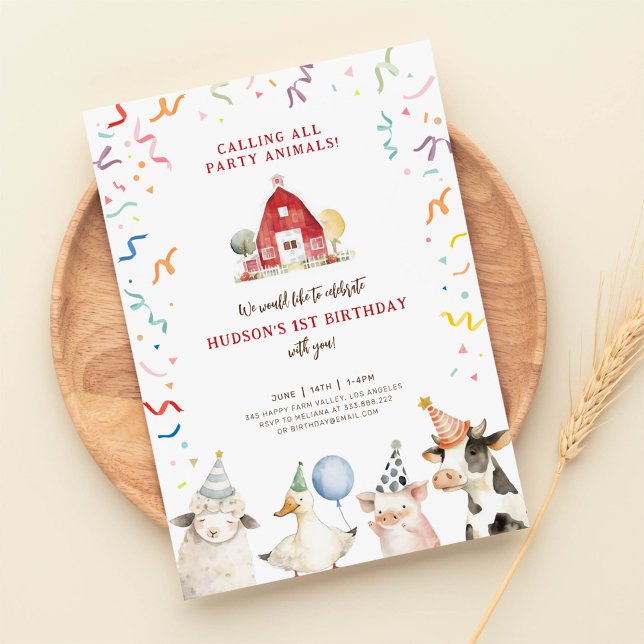 Animaux de ferme Boy Farm Barnyard Invitation d'an (Créateur téléchargé)