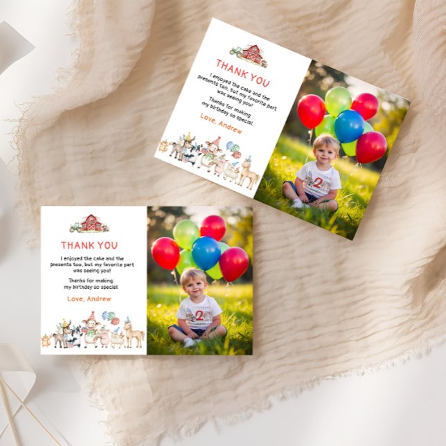 Animaux de ferme Carte de remerciements photo d'an (Créateur téléchargé)