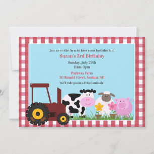 Animaux de ferme d'anniversaire Invitation plate