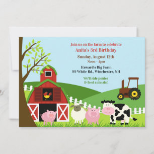 Animaux de ferme d'anniversaire Invitation plate