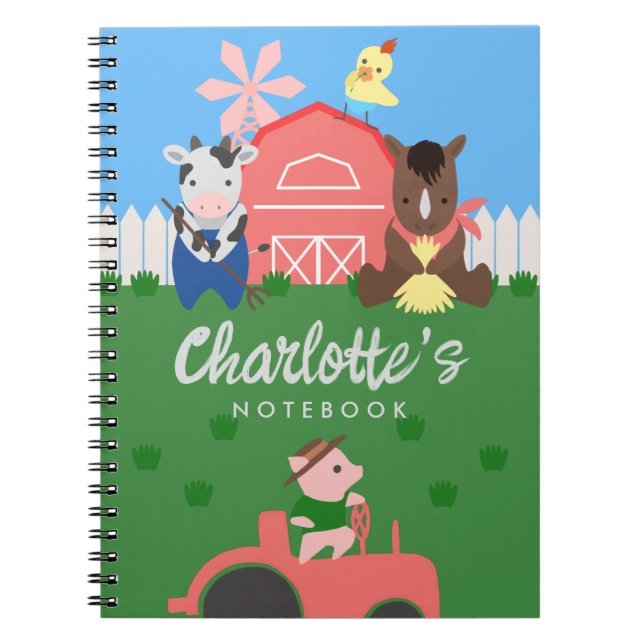 Animaux de ferme Enfants Carnet spiral (Devant)