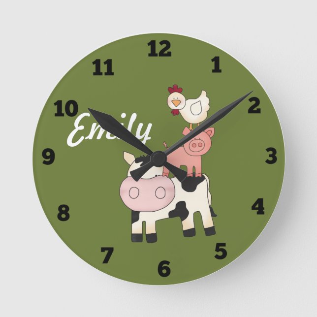 Animaux de ferme enfants horloge (Recto)
