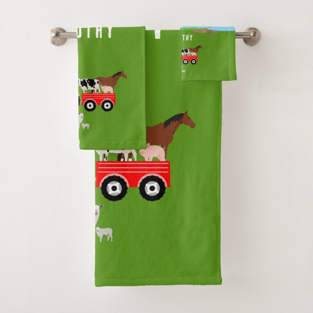 Animaux de ferme et tracteur rouge Barnyard Nom pe (En situation)