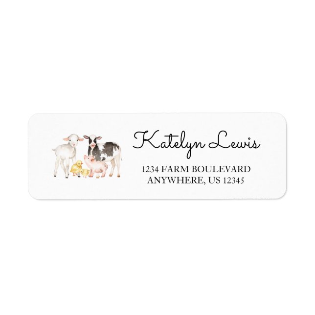 Animaux de ferme Étiquettes de adresse (Devant)