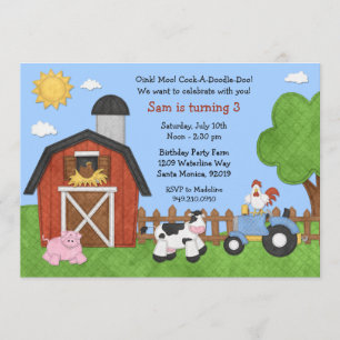 Animaux de ferme Invitation à la fête d'anniversai