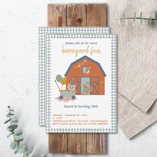Animaux de ferme Invitation Anniversaire Barnyard