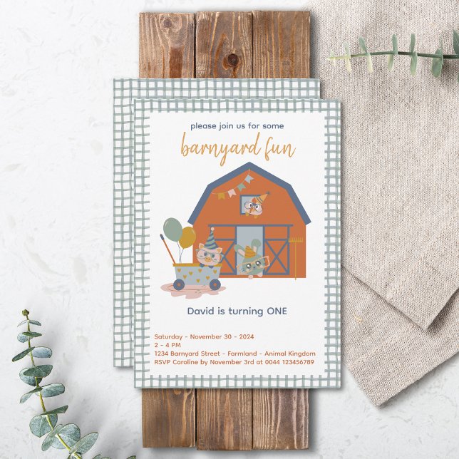 Animaux de ferme Invitation Anniversaire Barnyard  (Farm Animal Birthday Invitation Barnyard Fun)
