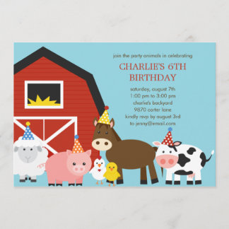 Animaux de ferme Invitation de fête d'anniversaire