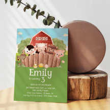Animaux de ferme mignons Invitation d'anniversaire