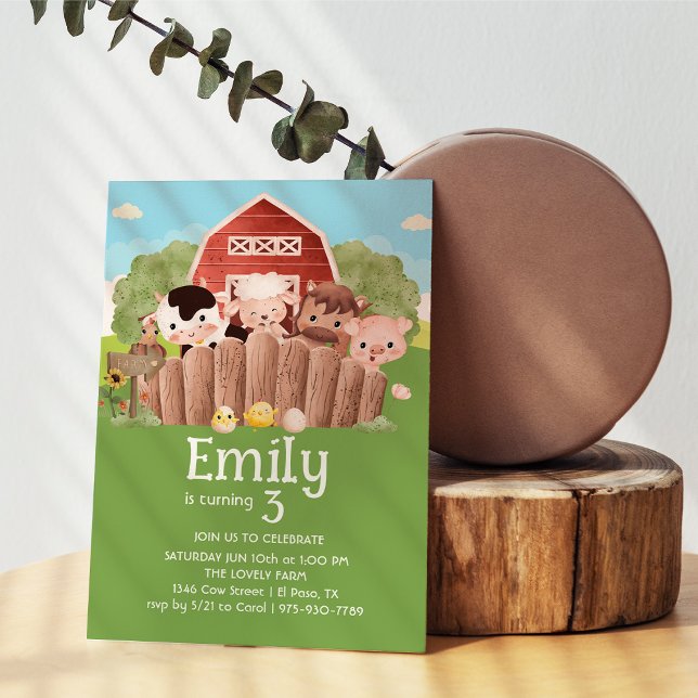 Animaux de ferme mignons Invitation d'anniversaire (Créateur téléchargé)