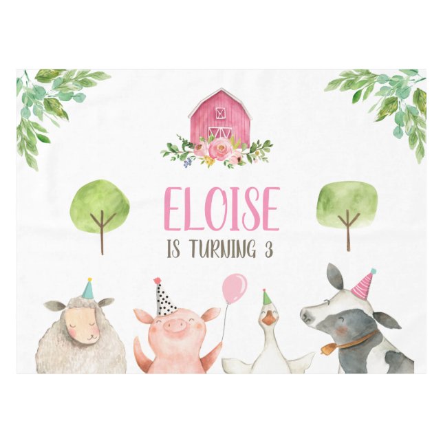 Animaux de ferme nappe nymphée nénée fille d'anniv (Devant (Horizontal))