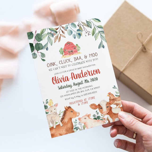 Animaux de ferme Parade Baby shower Invitation (Créateur téléchargé)