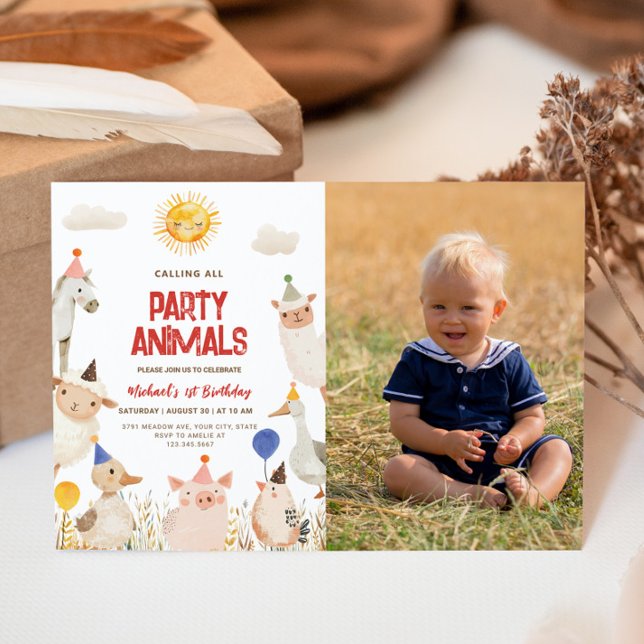 Animaux de ferme Photo Anniversaire Invitation (Créateur téléchargé)