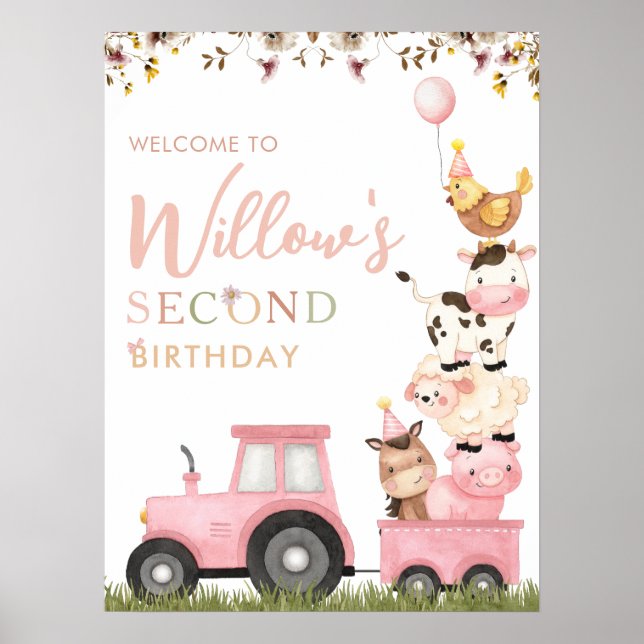 Animaux de ferme Pink Barnyard Poster de bienvenue (Devant)