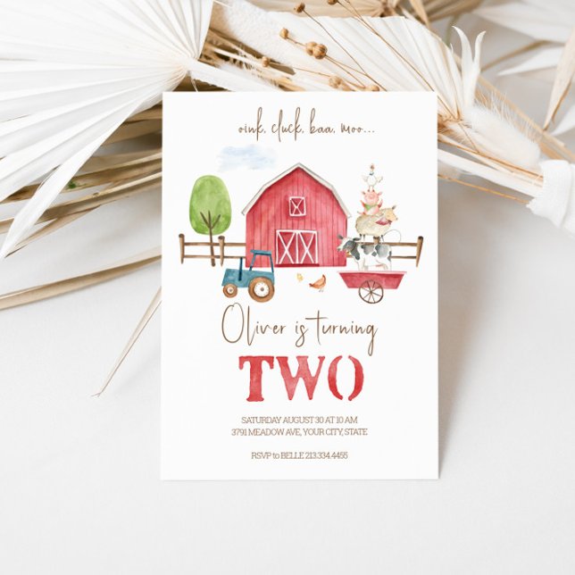 Animaux de ferme Thématique Invitation de deuxième (Créateur téléchargé)