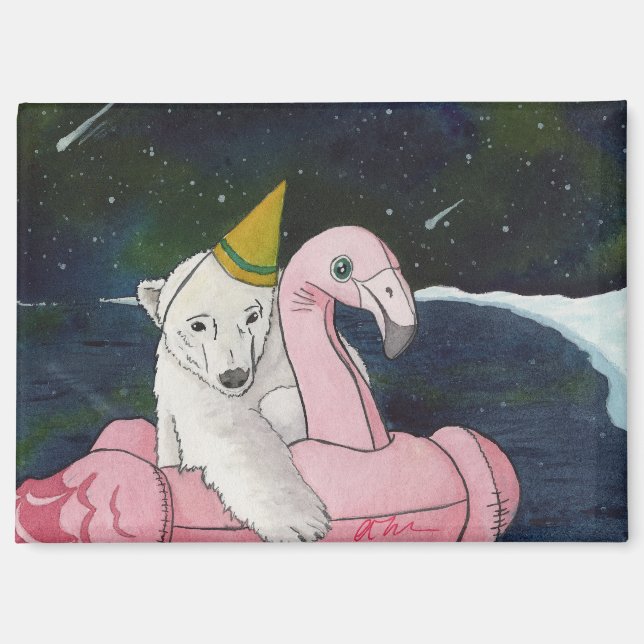 Animaux de fête : Aimant à ours polaire 3,5 po x 2 (Recto)