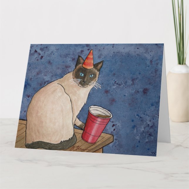 Animaux de fête : Carte de chat Siamese 8.5"x11" (Devant)